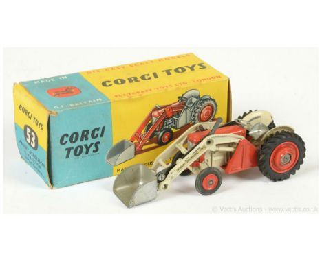 Corgi 53 Massey Ferguson 65 Tractor with Shovel - cream, red including metal hubs, silver shovel, steering wheel and seat - F