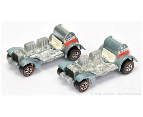 Hot Wheels (Mattel) Redline 6006 Special Delivery a pair - both are finished in light metallic blue with "US Mail" rear side 