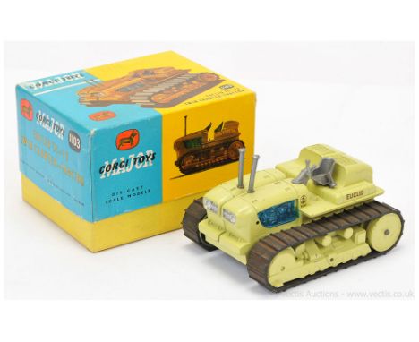 Corgi 1103 Euclid TC-12 Twin Crawler Tractor - lime body and metal rollers, black rubber tracks, blue engine, grey plastic pa