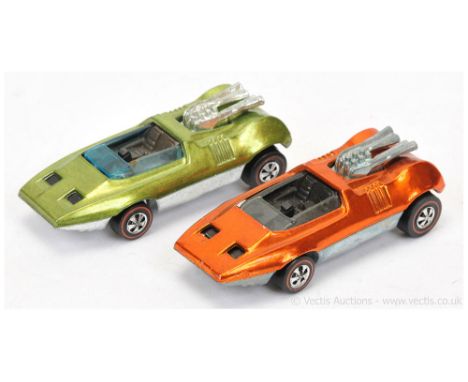 Hot Wheels (Mattel) Redline 6419 Peepin Bomb - metallic green and another but metallic orange - conditions are generally Good