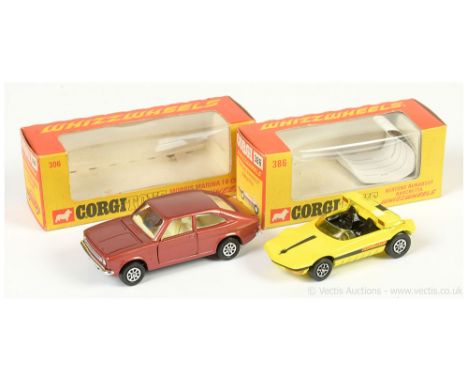 Corgi 306 Morris Marina 1.8 Coupe - cream interior, black base, chrome bumpers, Whizzwheels - Excellent Plus (couple of very 