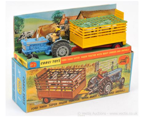 Corgi GS1 Gift Set to include Ford 5000 Super Major Tractor - finished in mid-blue, grey including plastic hubs, chrome trim,