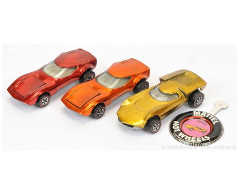 Hot Wheels (Mattel) Redline 6260 Torero a group of 3 - (1) metallic orange; (2) metallic red and (3) metallic gold - come wit