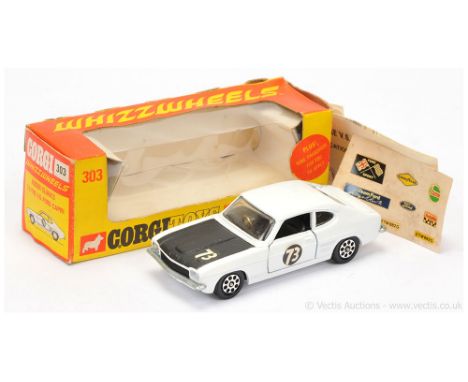 Corgi Whizzwheels 303 Ford Capri 3 Litre V6 "Roger Clark's" - white, black bonnet and interior, Whizzwheels, racing number 73