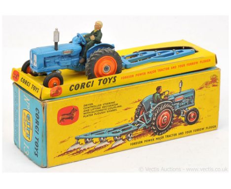 Corgi GS13 Gift Set to include Fordson Power Major Tractor - mid-blue including steering wheel, orange plastic hubs, bare met