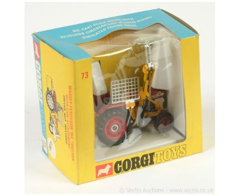 Corgi 73 Massey Ferguson 165 Tractor with Saw Attachment - white, grey, red including hubs, yellow and chrome attachments - E