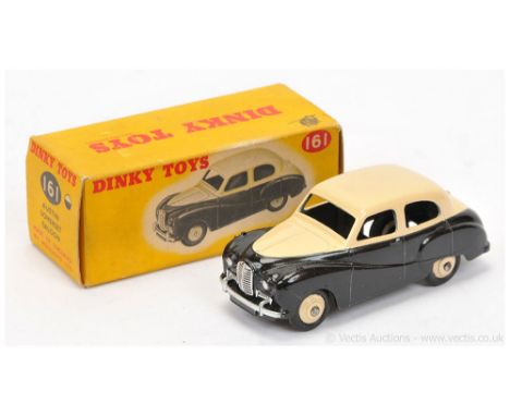 Dinky 161 Austin Somerset Saloon - two-tone black, light beige including ridged hubs with smooth tyres, silver trim - Near Mi