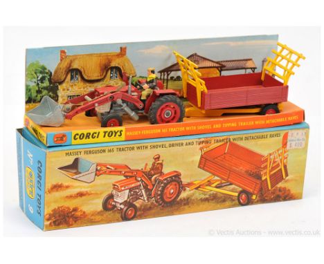 Corgi GS9 Gift Set to include Massey Ferguson 165 Tractor - finished in grey, white, red including arms and hubs, with figure