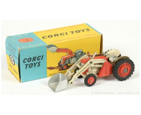 Corgi 53 Massey Ferguson 65 Tractor with Shovel - cream including arms, red including metal hubs, silver shovel, steering whe