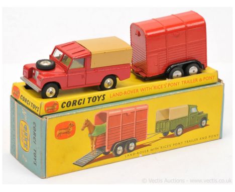 Corgi GS2 Gift Set to include Land Rover - finished in red, light tan tinplate tilt, lemon interior, silver trim, spun hubs (