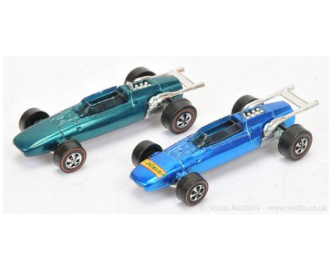 Hot Wheels (Mattel) Redline 6263 Indy Eagle - metallic blue, another but metallic aqua - conditions are generally Good Plus t