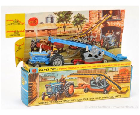 Corgi GS47 Gift Set to include Ford 5000 Super Major Tractor - mid-blue, grey including mudguards, chrome trim, with plastic 