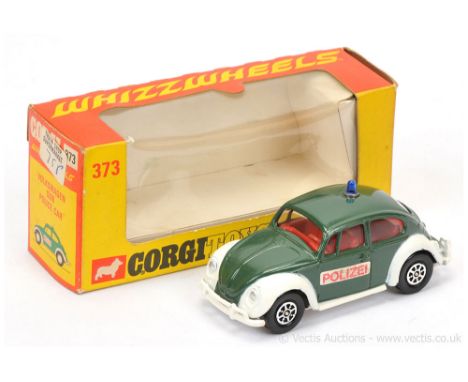 Corgi Whizzwheels 373 Volkswagen 1200 (Beetle) "Police" Car - finished in green, white including base with Whizzwheels, red i