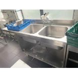 1 x Stainless Steel Twin Bowl 180cm Sink Basin Unit With Drainer, Upstand, Undershelf and Mixer Tap