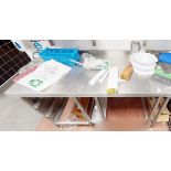 1 x Commercial Stainless Steel Prep Unit With Tray Storage, Narrow Under-shelf, and Upstand