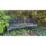 1 x Metal Seating Bench With a Curved Design and Slatted Seats / Backrests - Width: 180cms