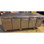 1 x Gram Stainless Steel Four Door 215cm Refrigerated Countertop Prep Fridge
