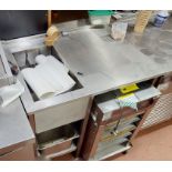 1 x Commercial Stainless Steel Prep Unit With Condiment Bottle Storage, Upstand And Under-Shelves