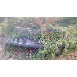 1 x Metal Seating Bench With a Curved Design and Slatted Seats / Backrests - Width: 330cms