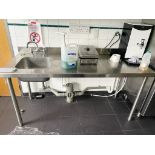 1 x Stainless Steel Prep Table With Single Bowl Sink Basin and Mixer Tap - 180cm Width