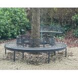 1 x Round Metal Seating Tree Bench With Slatted Seats / Backrests - Diameter: 250cms