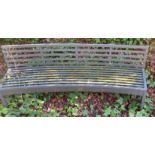 1 x Metal Seating Bench With a Curved Design and Slatted Seats / Backrests - Width: 180cms