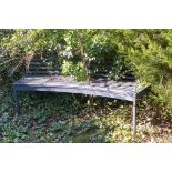 1 x Metal Seating Bench With a Curved Design and Slatted Seats / Backrests - Width: 180cms
