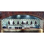 7 x Restaurant Food Warming Heat Lamps On A Curved Mounting Bracket, For Passthrough Server