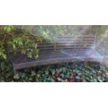 1 x Metal Seating Bench With a Curved Design and Slatted Seats / Backrests - Width: 180cms
