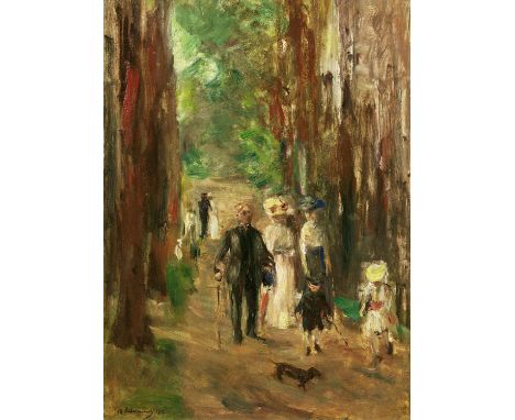 LIEBERMANN, MAXBerlin 1847 - 1935Titel: Aus dem Grunewald. Datierung: 1912. Technik: Öl auf Malkarton. Maße: 56,5 x 42,5cm. B