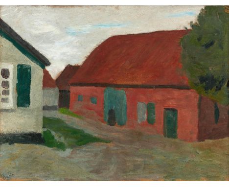 MODERSOHN-BECKER, PAULA1876 Dresden - 1907 WorpswedeTitel: Gehöft. Datierung: Um 1902. Technik: Öl auf Karton. Maße: 40 x 54c