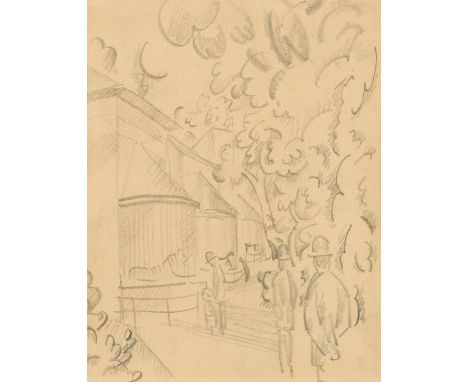 MACKE, AUGUST1887 Meschede - 1914 Perthes-les-HurlusTitel: Am Raubtierhaus im Zoo. Datierung: 1913/14. Technik: Bleistift auf