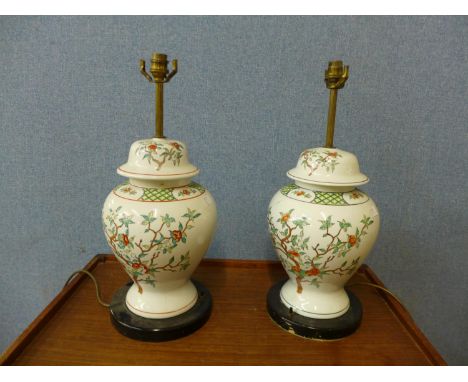 A pair of Chinese porcelain table lamps 