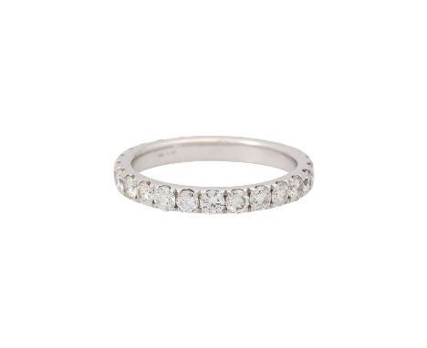 Memoirering mit 25 Brillanten zus. ca. 1,63ct, grav. ca. WEISS-GET (H-N)/SI, WG 14K, 2,5g, RW: 54, 21. Jh., leichte Tragespur
