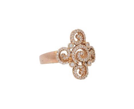 Ring mit Brillanten von zus. ca. 0,50 ct, ca. LGW (I)/VS, RG 14K, 7,0 g, RW: 61, 20./21.Jh., leichte Tragespuren.| Ring set b
