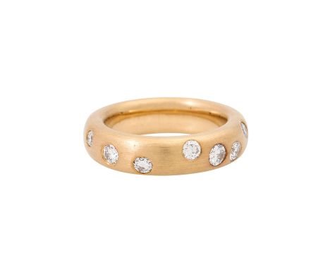 MEISTER Ring mit 13 Brillanten zus. ca. 1,1ct, ca. WEISS (H) /VS-SI, GG 18K, 15,8g, RW: 55, 21. Jh., Steine wurden nachträgli