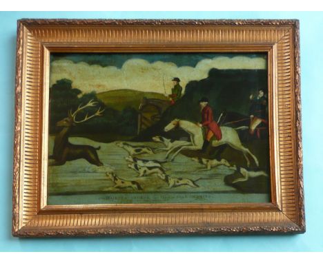 George III: a rare glass picture entitled ‘His Majesty George the third a stag hunting’, published Sep. 3 1803 by I. Hinton, 