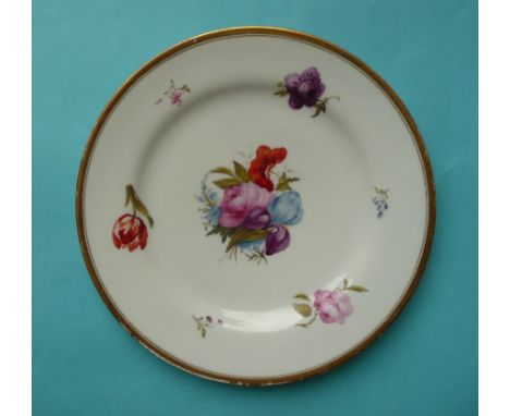 A Barr Flight &amp; Barr of Worcester dessert plate attributed to William Billingsley painted with a central floral spray enc