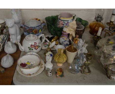 A Poole pottery baluster jug; various decorative china to include continental porcelain sugar shaker, various teaware, sundry