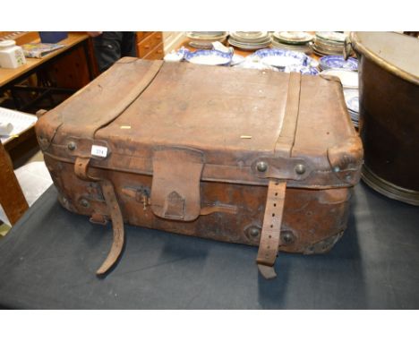 A 19th Century leather travelling trunk