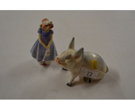 A Beswick model of a seated pig; and a Royal Doulton figurine "Ivy"