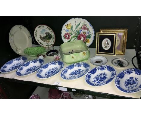 A shelf of china including 6 Ridgeway Windsor low bowls, Goeble & Wade