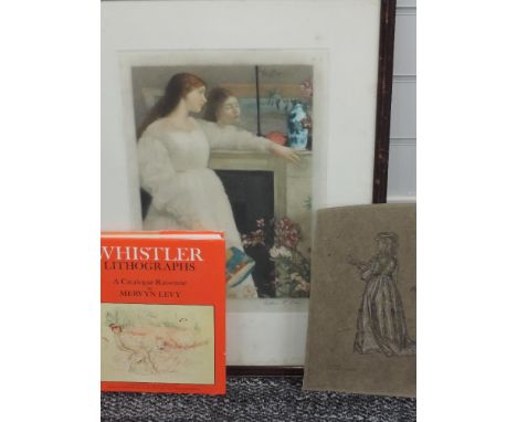 A mezzotint, after J McNeill Whistler, Symphony in White, No 2, signed Arthur L Cox, dated 1922, 40 x 27cm, plus frame and gl