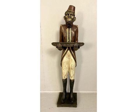 MONKEY BUTLER, 100cm H x 28cm W x 22cm D, holding trinket tray. 