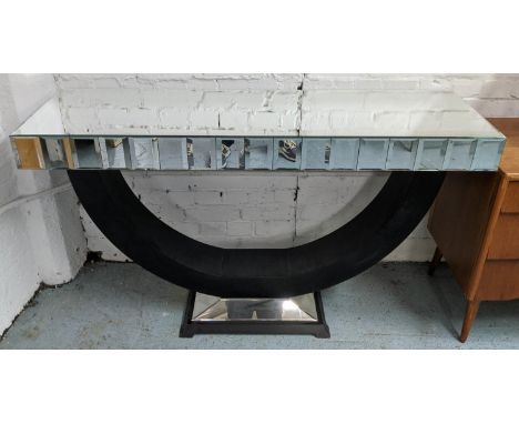 CONSOLE TABLE, 137cm x 41cm x 81cm, Art Deco inspired designed, mirrored top. 