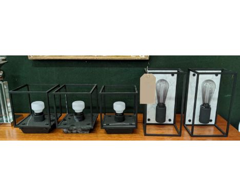 BUSTER AND PUNCH LIGHTING COLLECTION, including three London caged ceiling lights, 17cm x 21.5cm, with three puck bulbs, and 