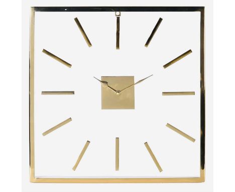 WALL CLOCK, 45cm x 45cm x 5cm, glass with dial and gilt metal embellishment 