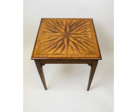 STARBURST LAMP TABLE, Edwardian marquetry inlaid with rosewood, maple and satinwood, banded with boxwood stringing on taperin