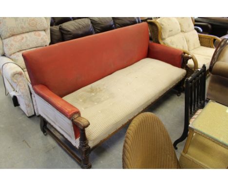 Oak upholstered bench