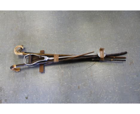 9ct mounted stick, horn handled stick and others